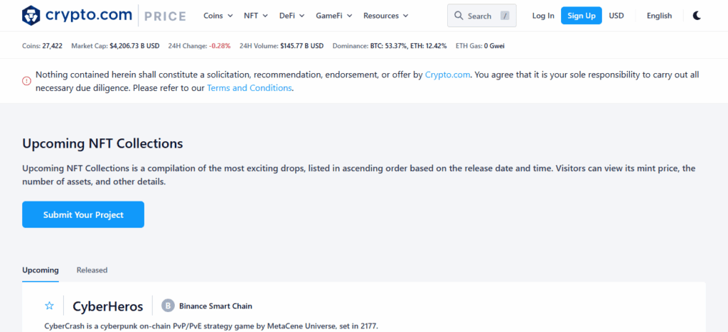 Crypto.com NFT Calendar