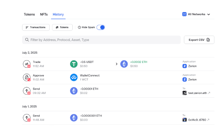 Open the Transaction History