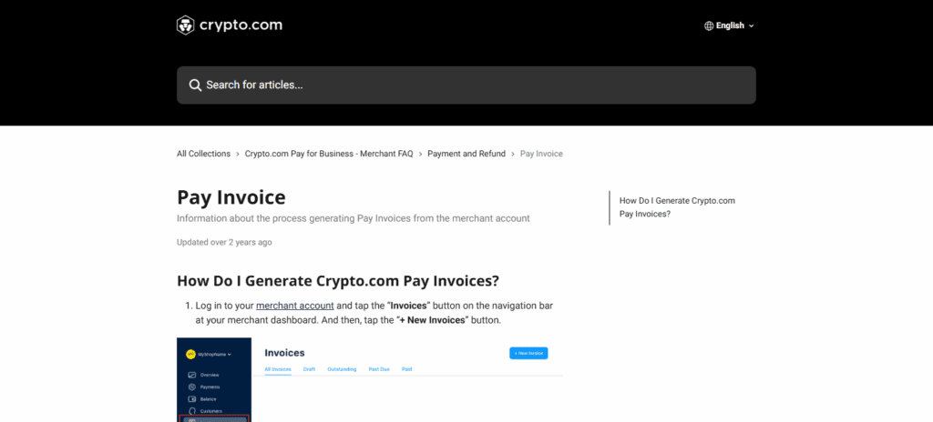 Crypto.com Pay Invoices