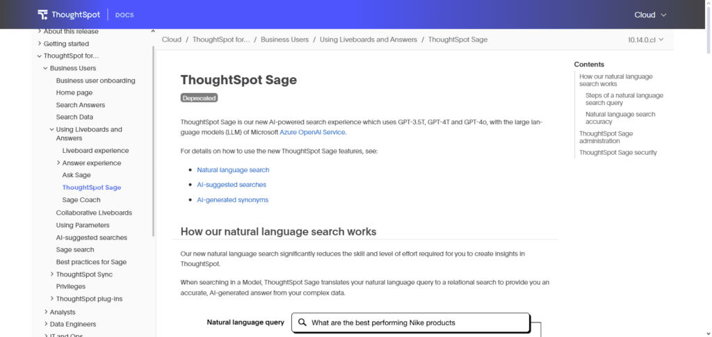 ThoughtSpot Sage AI