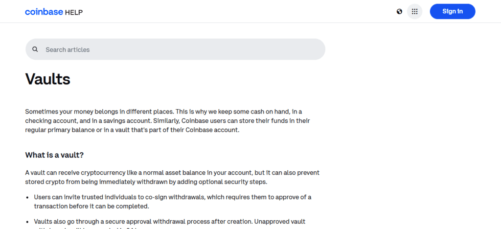 Coinbase Vault