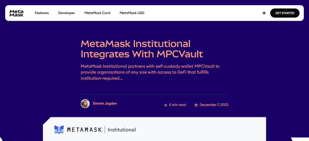 MetaMask Institutional Vault